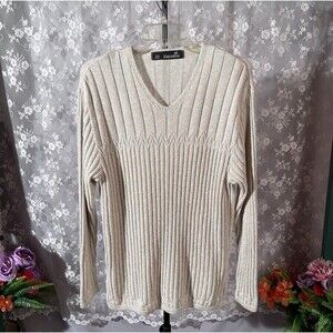 Vintage 80s Pastel Knit Sweater Size Large 1980s Retro Rainbow Spring Cute Top